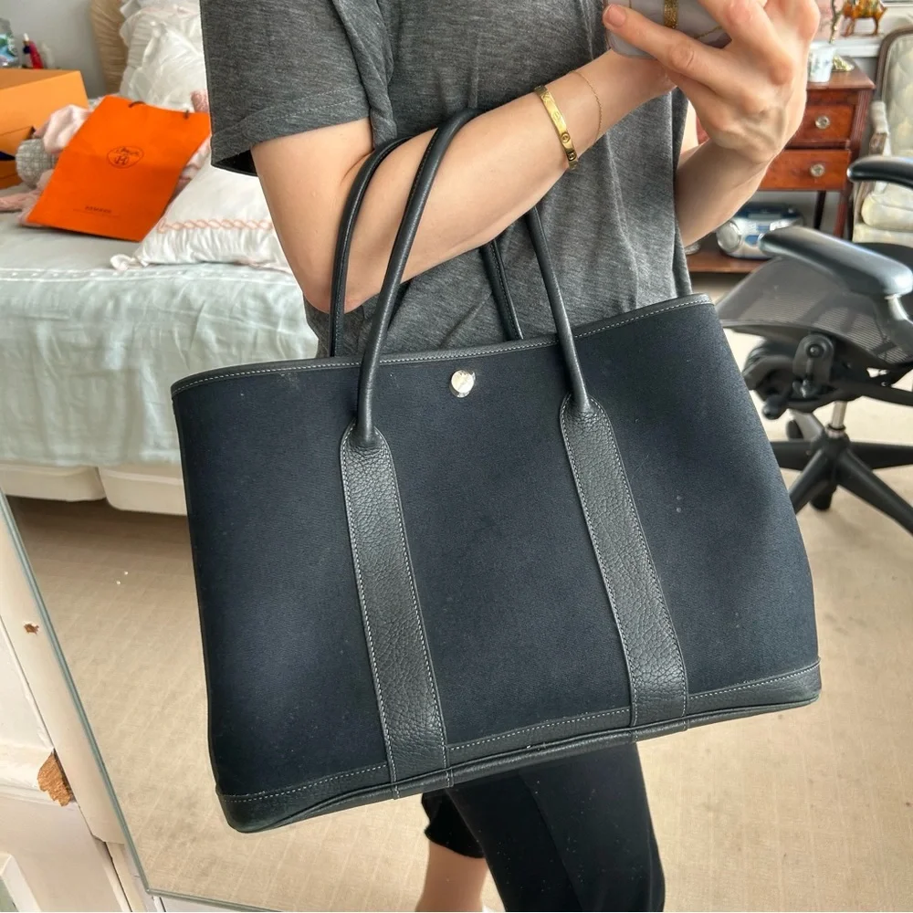 HERMÈS Black Large Garden Party 36 Canvas Bag - Picture 2 of 12